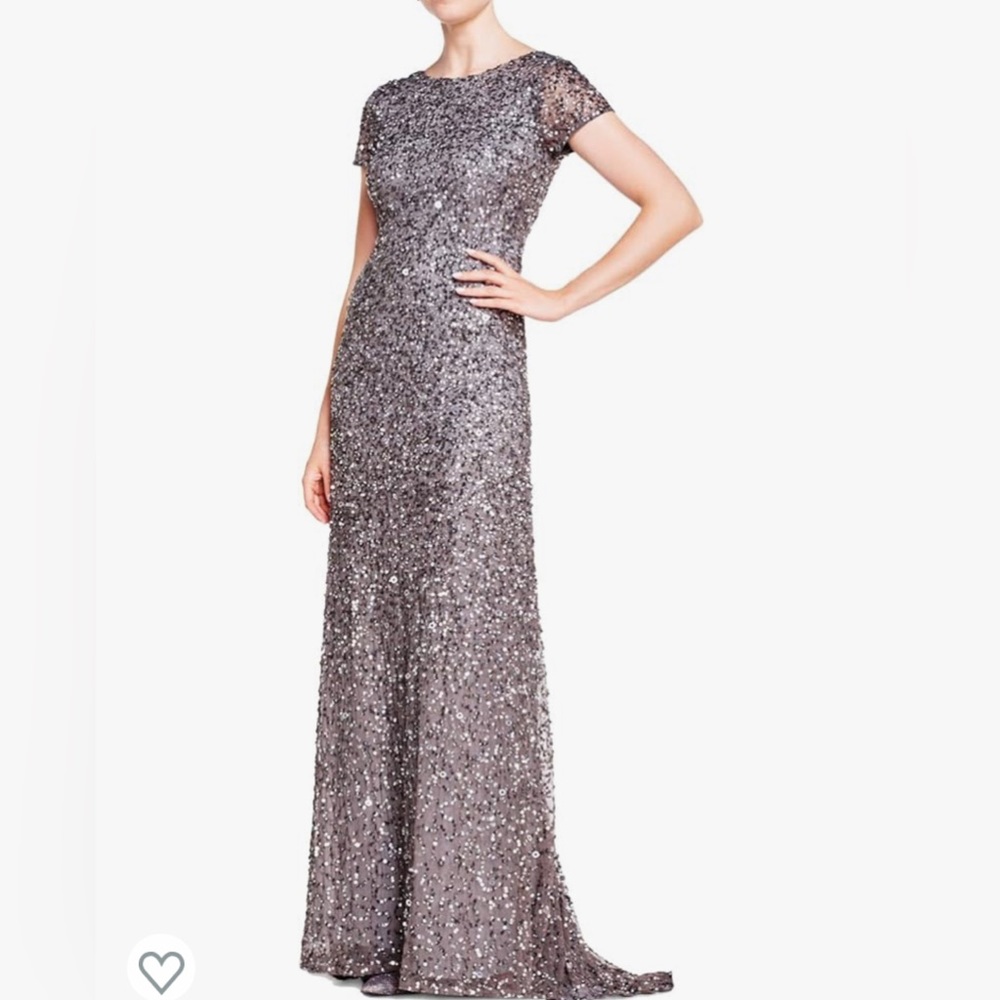Adrianna Papell Cap Sleeve Sequin Gown Size 2